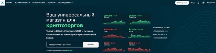 интерфейс сайта криптовалютной биржи Poloniex